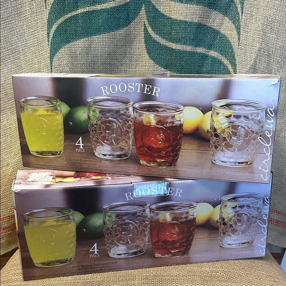 Circleware pack of 4 rooster glass cups